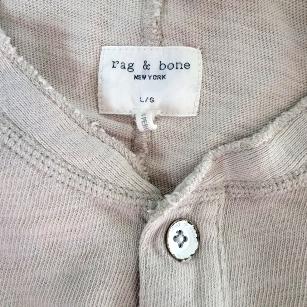 rag & bone Long Sleeve Henley in Light Beige